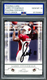 Larry Fitzgerald Autographed 2008 Prestige Card #2 Arizona Cardinals Auto Grade Gem Mint 10 PSA/DNA #85789864