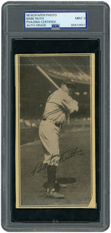 Babe Ruth Autographed Newspaper Photo New York Yankees Auto Grade Mint 9 PSA/DNA #85672657