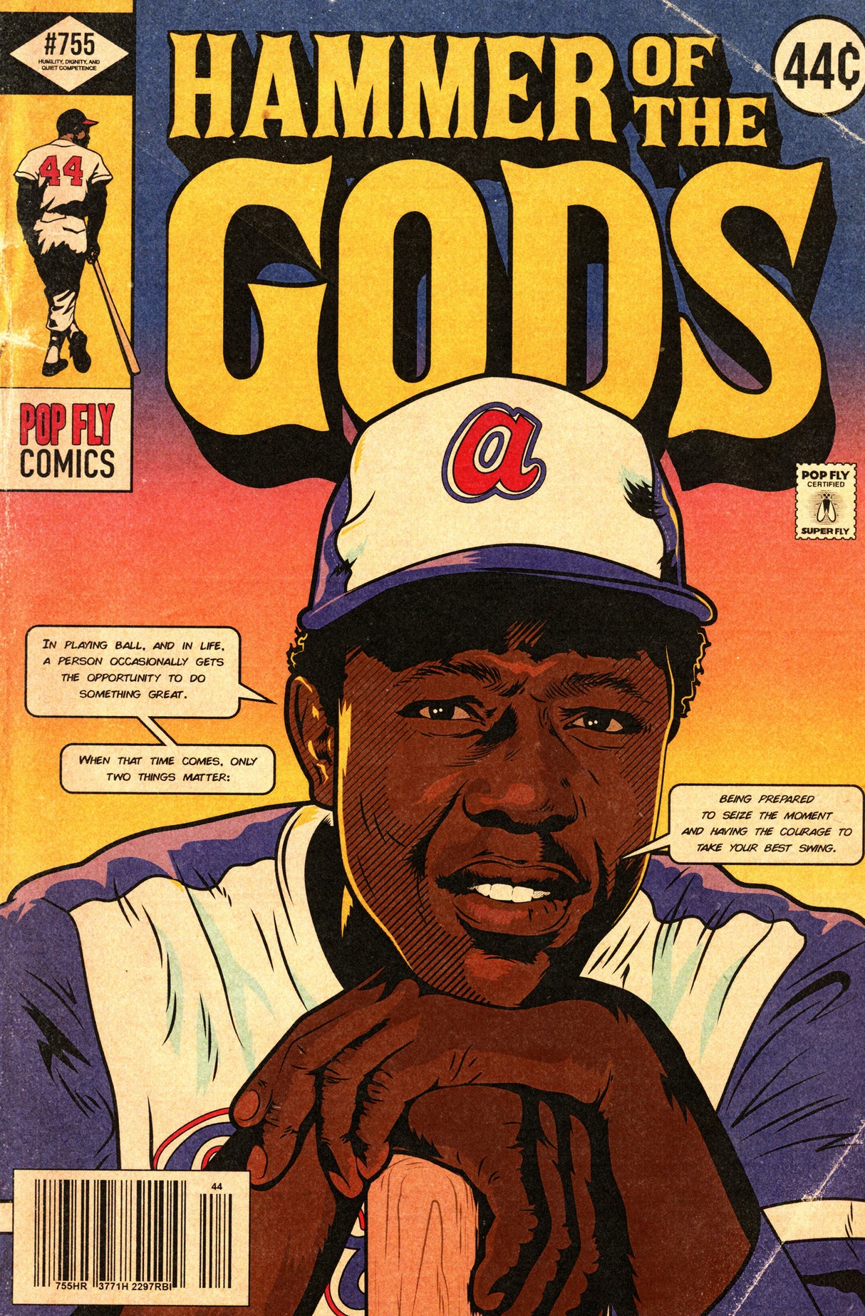 Unsigned Hank Aaron "Hammer of the Gods" Atlanta Braves Pop Fly Pop Shop Print Signed by Artist 74/486 SKU #266170