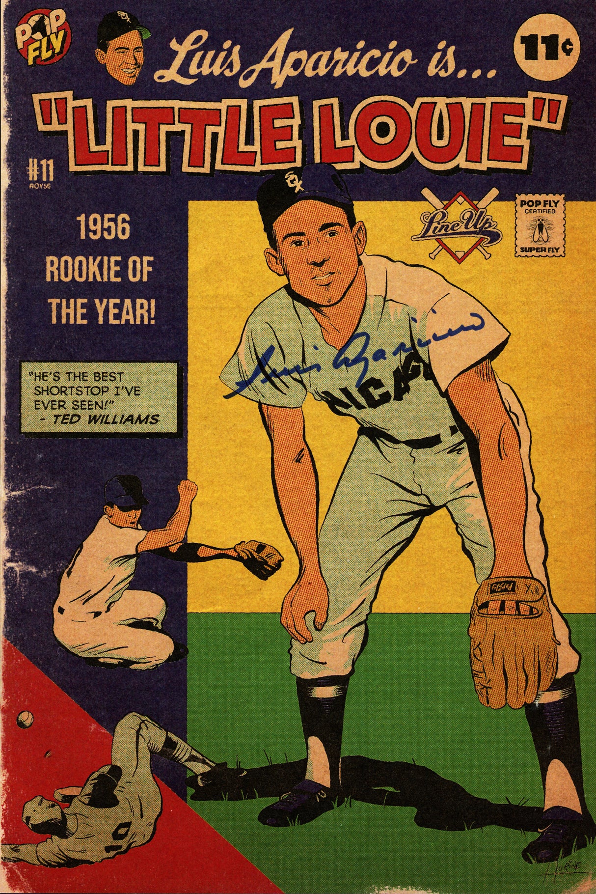 Luis Aparicio Autographed Pop Fly Pop Shop Print "Little Louie" Chicago White Sox Signed by Artist #37/298 SKU #266183