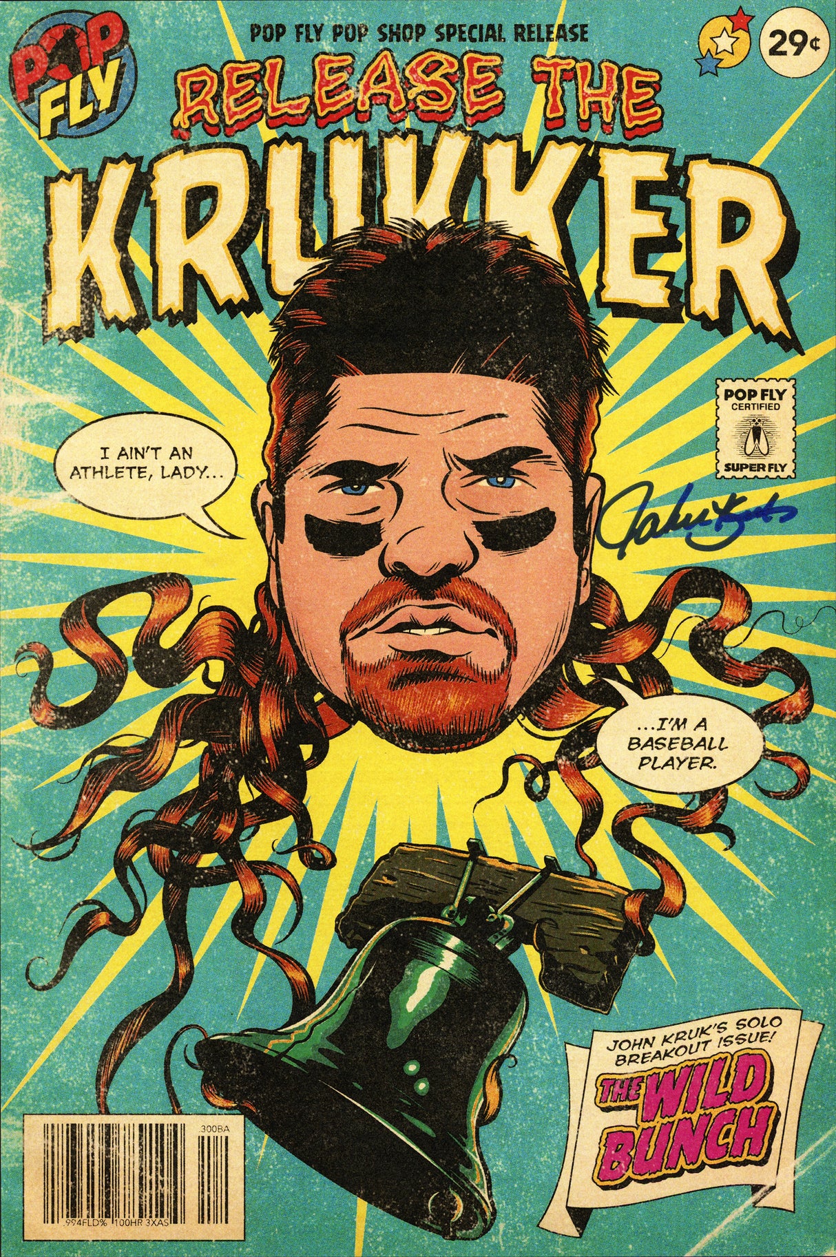 John Kruk Autographed Pop Fly Pop Shop Print Philadelphia Phillies "Release the Krukker" Signed by Artist #384/436 SKU #266193