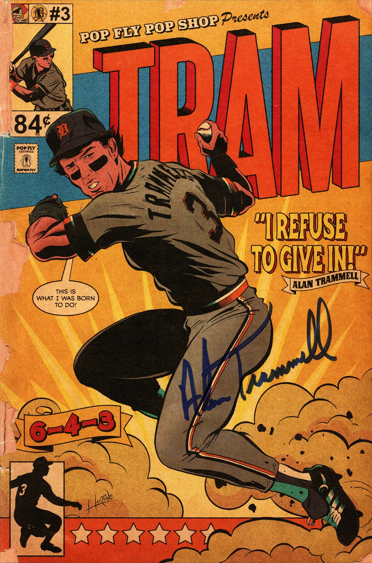 Alan Trammell Autographed Pop Fly Pop Shop Print "Tram" Detroit Tigers Signed by Artist #151/500 SKU #266202