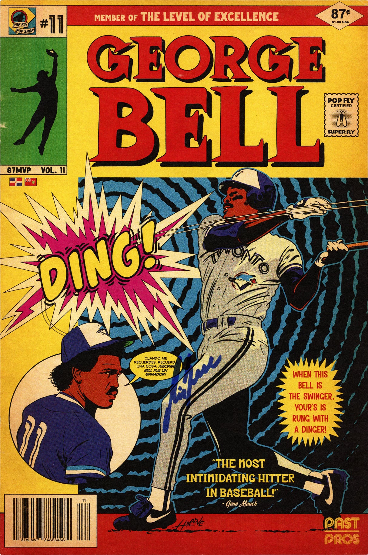 George Bell Autographed Pop Fly Pop Shop Print George Bell Toronto Blue Jays Signed by Artist #124/246 SKU #266209