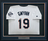San Diego Padres Tony Gwynn Autographed Framed White Pinstripes 30 Year Anniversary Russell Jersey Beckett BAS QR #BW06390