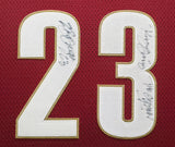 Cleveland Cavaliers LeBron James Autographed Framed Red Reebok Jersey "King James & The Chosen One" PSA/DNA #AS01174