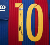 2016-17 FC Barcelona Lionel Messi Autographed Framed Red & Blue Nike Jersey Beckett BAS Witness #2W114358
