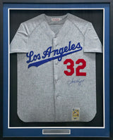 Los Angeles Dodgers Sandy Koufax Autographed Framed Gray Mitchell & Ness Jersey MLB Holo & Steiner Holo SKU #266232