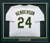 Oakland A's Rickey Henderson Autographed Framed White Jersey JSA #WA740850