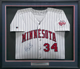 Minnesota Twins Kirby Puckett Autographed Framed Gray Russell Jersey "#34" JSA #ZZ91444