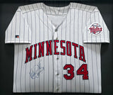 Minnesota Twins Kirby Puckett Autographed Framed Gray Russell Jersey "#34" JSA #ZZ91444