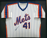 New York Mets Tom Seaver Autographed Framed White Pinstripes Rawlings 1990 Team Issued Jersey Beckett BAS QR #BU84001