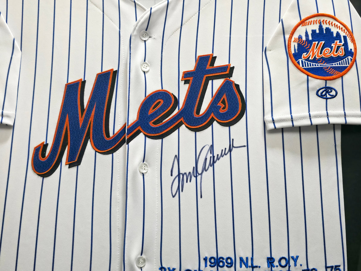 New York Mets Tom Seaver Autographed Framed White Pinstripes Rawlings 40th Anniversary Jersey #2/41 Beckett BAS QR #BU84002