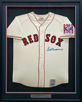 Boston Red Sox Ted Williams Autographed Framed Cream Mitchell & Ness Centennial Jersey PSA/DNA #AC09145