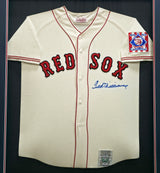 Boston Red Sox Ted Williams Autographed Framed Cream Mitchell & Ness Centennial Jersey PSA/DNA #AC09145