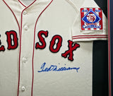Boston Red Sox Ted Williams Autographed Framed Cream Mitchell & Ness Centennial Jersey PSA/DNA #AC09145