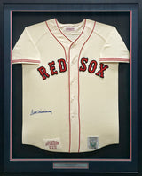 Boston Red Sox Ted Williams Autographed Framed Cream Mitchell & Ness Jersey Beckett BAS #AE46403