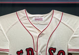 Boston Red Sox Ted Williams Autographed Framed Cream Mitchell & Ness Jersey Beckett BAS #AE46403
