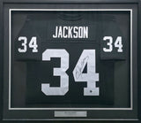Oakland Raiders Bo Jackson Autographed Framed Black Jersey (Dent) Beckett BAS Witness #1W615199