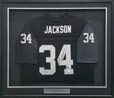 Oakland Raiders Bo Jackson Autographed Framed Black Mitchell & Ness 1987 Throwback Jersey Beckett BAS QR #BU86725