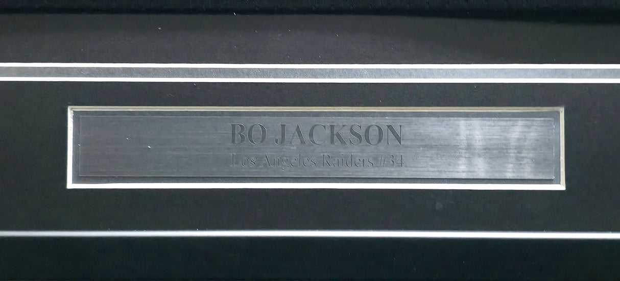 Oakland Raiders Bo Jackson Autographed Framed Black Mitchell & Ness 1987 Throwback Jersey Beckett BAS QR #BU86725