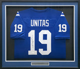 Baltimore Colts Johnny Unitas Autographed Framed Blue Jersey JSA #Z72538