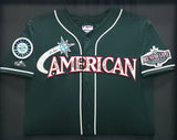 2001 Seattle Mariners All Star Team Autographed Framed Green Majestic Jersey With 9 Signatures Including Ichiro Suzuki Beckett BAS #AE16698