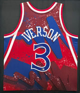Philadelphia 76ers Allen Iverson Autographed Framed Red & Blue Mitchell & Ness HWC Swingman Jersey Beckett BAS Witness #AW901185