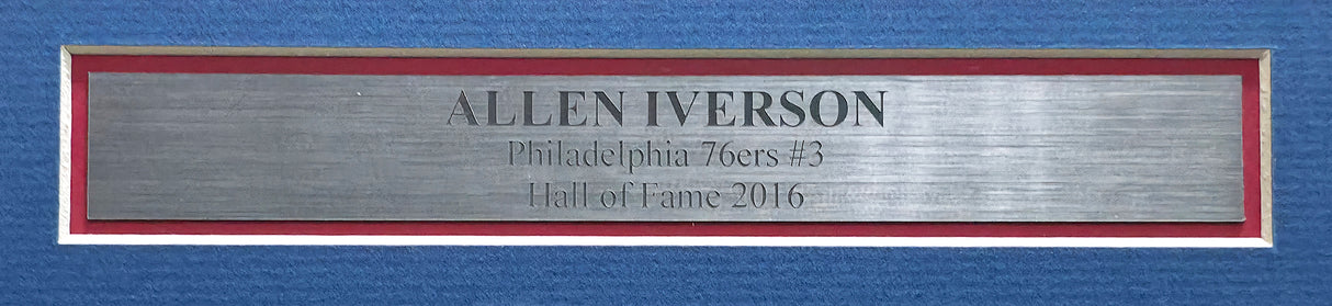 Philadelphia 76ers Allen Iverson Autographed Framed Red & Blue Mitchell & Ness HWC Swingman Jersey Beckett BAS Witness #AW901185