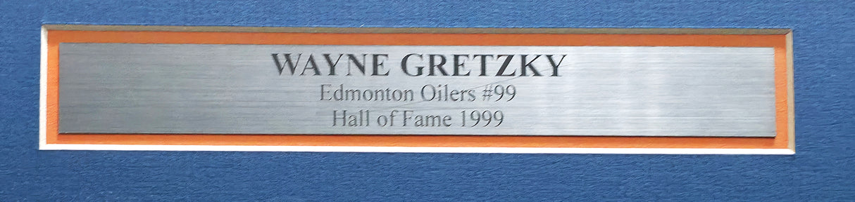 Edmonton Oilers Wayne Gretzky Autographed Framed Orange & Blue Jersey PSA/DNA & Beckett BAS #AE16694