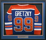 Edmonton Oilers Wayne Gretzky Autographed Framed Orange & Blue Jersey PSA/DNA & Beckett BAS #AE16692