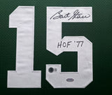 Green Bay Packers Bart Starr Autographed Framed Green Mitchell & Ness Jersey "HOF 77" Beckett BAS #AE49028