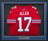 Buffalo Bills Josh Allen Autographed Framed Red Nike Jersey Beckett BAS Witness #1W462235