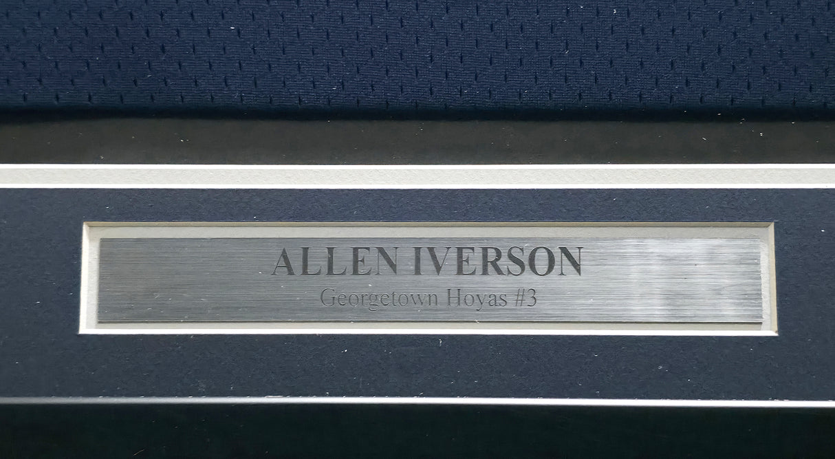 Georgetown Hoyas Allen Iverson Autographed Framed Blue Mitchell & Ness HWC Swingman Jersey Beckett BAS Witness #1W901187