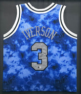 Philadelphia 76ers Allen Iverson Autographed Framed Blue & Gray Mitchell & Ness HWC Swingman Jersey Beckett BAS Witness #1W901186