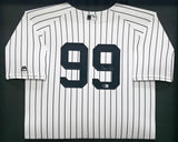 New York Yankees Aaron Judge Autographed Framed White Pinstripes Majestic Jersey Beckett BAS QR #AE31367