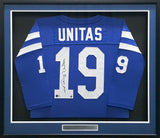 Baltimore Colts Johnny Unitas Autographed Framed Blue Jersey Beckett BAS #AE49031