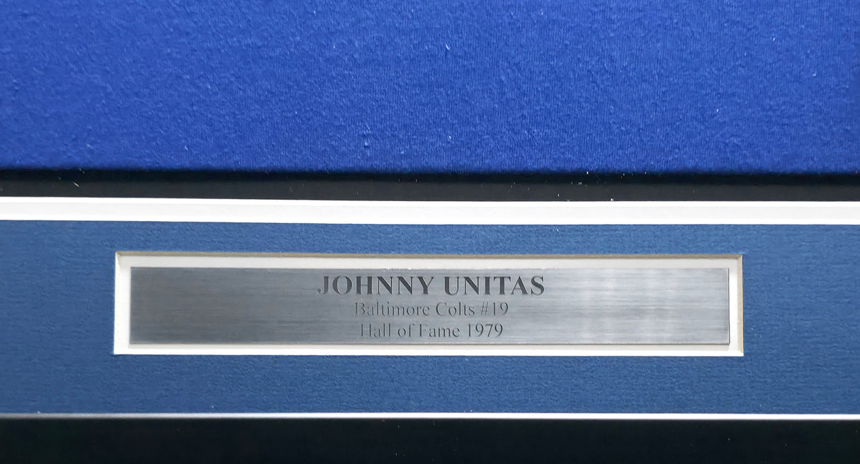 Baltimore Colts Johnny Unitas Autographed Framed Blue Jersey Beckett BAS #AE49031