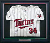Minnesota Twins Kirby Puckett Autographed Framed White Pinstripes Russell Jersey JSA #ZZ67859