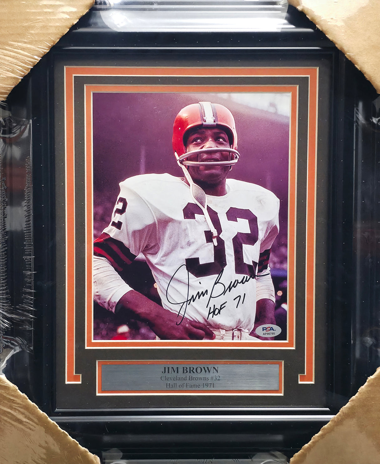 Jim Brown Autographed Framed 8x10 Photo Cleveland Browns "HOF 71" PSA/DNA #AP86795