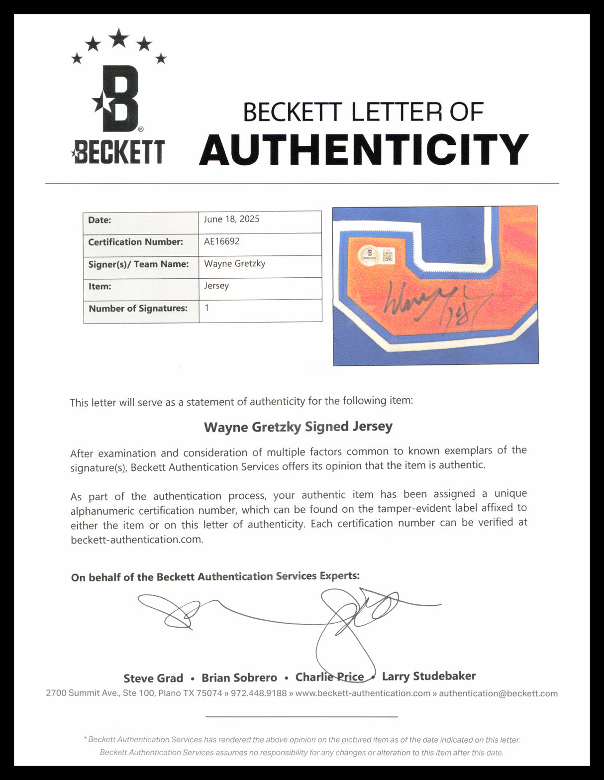 Edmonton Oilers Wayne Gretzky Autographed Framed Orange & Blue Jersey PSA/DNA & Beckett BAS #AE16692