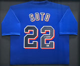 New York Mets Juan Soto Autographed Framed Blue Jersey Beckett BAS QR Stock #266056