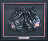 Mike Tyson Autographed Framed Black Boxing Trunks Beckett BAS Witness Stock #266062