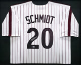 Philadelphia Phillies Mike Schmidt Autographed Framed White & Red Pinstripes Jersey Beckett BAS QR Stock #266061