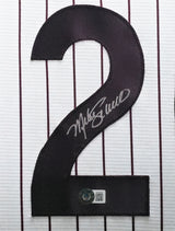Philadelphia Phillies Mike Schmidt Autographed Framed White & Red Pinstripes Jersey Beckett BAS QR Stock #266061