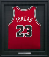 Chicago Bulls Michael Jordan Autographed Framed Red Jersey Beckett BAS #AC41251