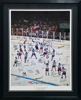 1980 Team USA Miracle on Ice Autographed Framed 24x30 Lithograph With 20 Signatures Including Herb Brooks #6/6 Beckett BAS #AC40042