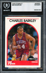 Charles Barkley Autographed 1989-90 Hoops Card #110 Philadelphia 76ers Beckett BAS #20457268
