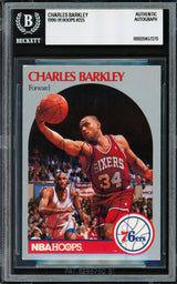 Charles Barkley Autographed 1990-91 Hoops Card #225 Philadelphia 76ers Beckett BAS #20457270