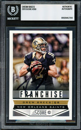 Drew Brees Autographed 2013 Score Card #286 New Orleans Saints Beckett BAS #20457292