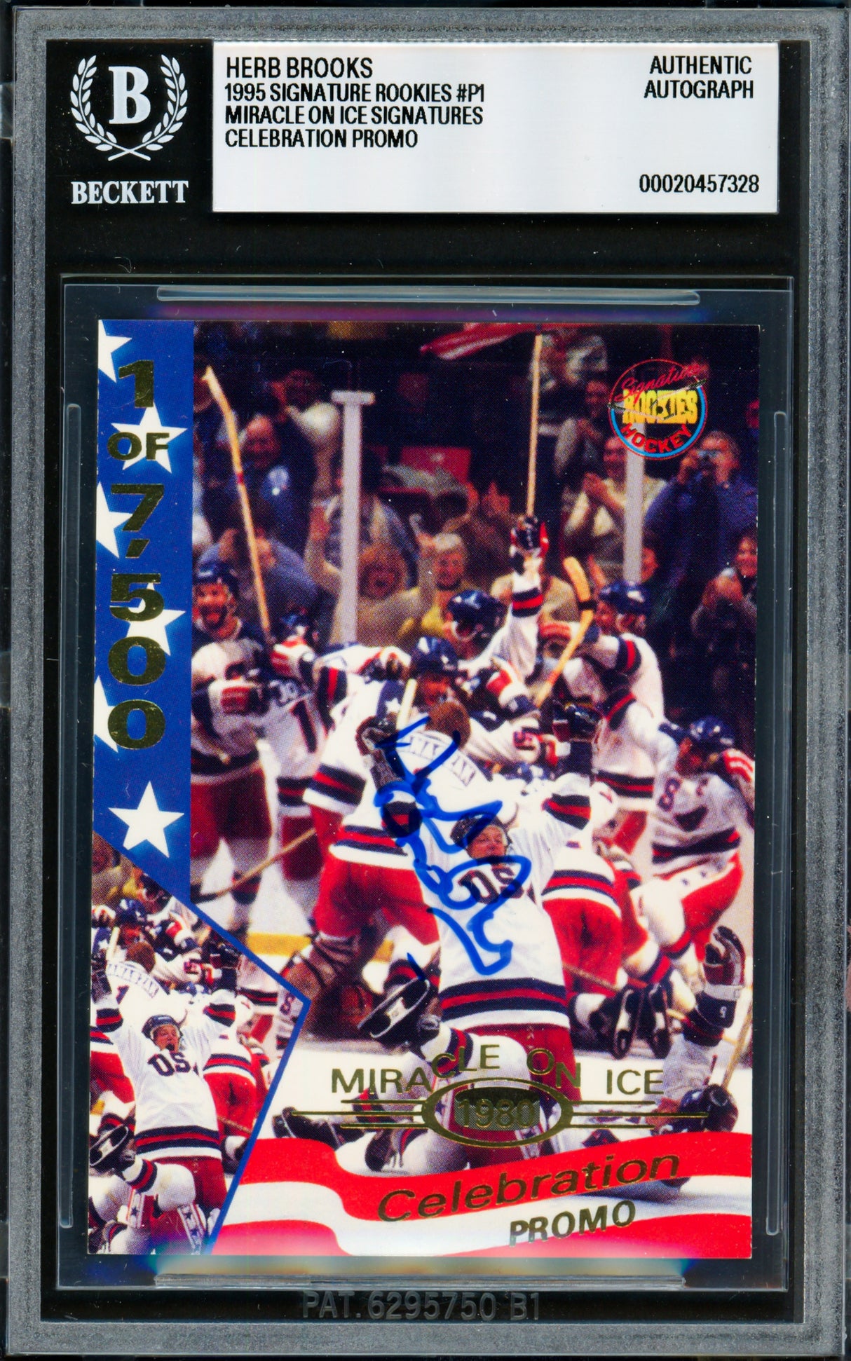 Herb Brooks Autographed 1995 Signature Rookies Card 1980 Team USA Beckett BAS #20457328